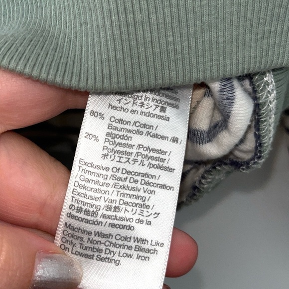 MADEWELL MWL Velour Crewneck Sweatshirt Sage Green Striped Size XXS - Picture 9 of 10